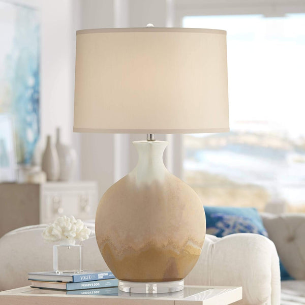 Marci 32" Large Table Lamp Ivory Drip Ceramic Porcelain Modern2