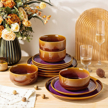 Ceramic Dinnerware Set for 6, 18-Piece Plates and Bowls Set5