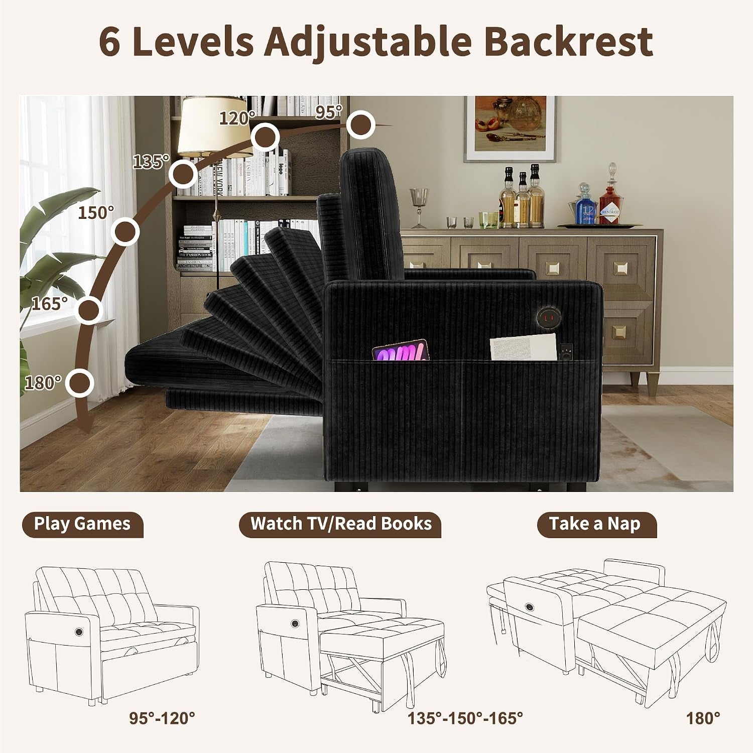 3-in-1-convertible-sleeper-sofa-bed-corduroy-pull-out-couch-black