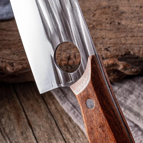 Meat Cleaver, 7 Inch High Carbon Steel Chef Knife Forged Cleaver Slicing Peeling Full Tang Handle Meat Vegetable Sushi Cutter5
