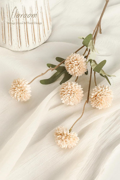 5Pcs Beige Faux Silk Mums Artificial Flowers, Bulk Fake Small Mini Chrysanthemums with Stems for DIY Champagne Wedding Centerpieces Floral Arrangements Vase Fillers Home Decorations3
