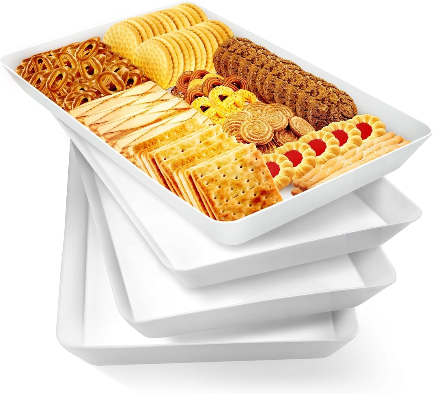 4-pack-reusable-plastic-serving-trays-for-snacks-fruit-and-parties-kitchen-pantry-organization-grilling-prep-food-presentation-everyday-dining-holiday-hosting-and-outdoor-entertaining