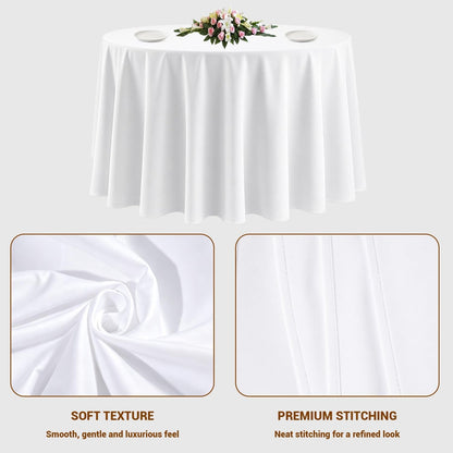 10 Pack White round Tablecloths, 120 Inch Stain Resistant and Wrinkle Polyester Fabric Washable Table Clothes Cover for Kitchen Dining, Wedding, Reception Banquet, Birthday Party, Buffet Restaurant4