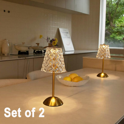 Set of 2 Rechargeable Cordless Table Lamps – 12 Inch Touch Control Desk Lamps, Battery Powered Small Night Light for Bedroom, Living Room, Home Office (Gold)2