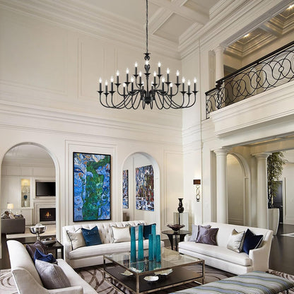 Black Chandelier 21 Light, Large Farmhouse Chandeliers for Dining Room 49"9