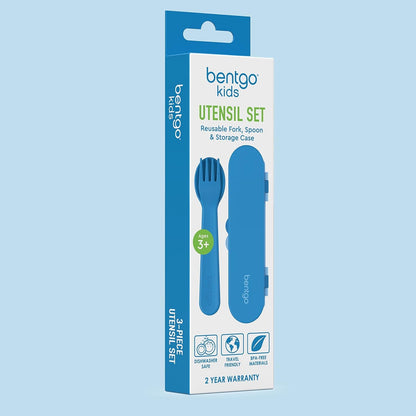 Bentgo® Kids Plastic Utensil Set - Reusable Fork, Spoon & Storage Case, PFAS- & Bpa-Free, Easy-Grip Handles, Lightweight, Dishwasher Safe, School Lunch, Travel & On-The-Go (Blue)7