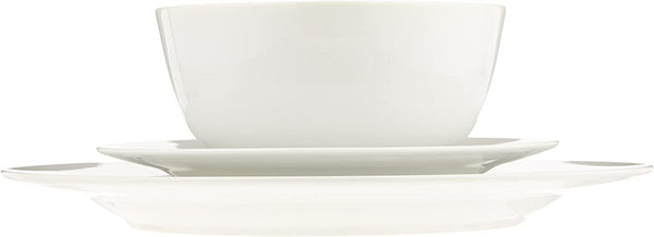 Porcelain Dinnerware Set, Microwave and Dishwasher Safe, Service for 6, 18-Piece, Plates, Bowls, White6