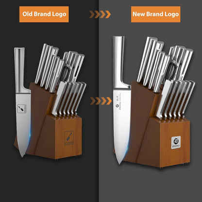 15-Piece Knife Block Set Built-In Sharpener, Japanese High Carbon Stainless Steel Kitchen Knife Set, Dishwasher Safe, Chef Knife Set with Wooden Knife Block, Santoku Knives for Kitchen Cooking | Japanese High Carbon Stainless Steel Kitchen Knife Set, Dishwasher Safe, Chef Knife Set with Wooden Knife Block5