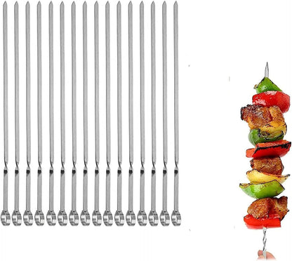 Metal Skewer for Grilling,Kabob Skewer,Flat BBQ Barbecue Skewer,Grilling Skewers Set,Reusable BBQ (14" Skewer(16 Pack))1