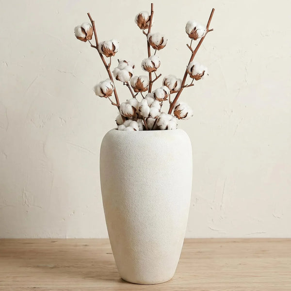 Ceramic Vase Home Decor, Vintage Vase, Wide Mouth Farmhouse Vase (15.7”H-Vintage White)1