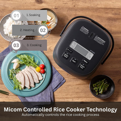 JBS-A55U-KB 3-Cup (Uncooked) Micom Rice Cooker and Warmer with Non-Stick Ceramic Coated Inner Pot and 10 Auto-Cook Settings, Black4