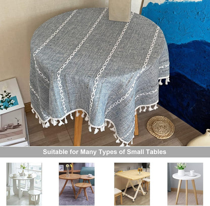 Rustic Square Small Blue Farmhouse Linen Tablecloth 36 X 36 Inch5