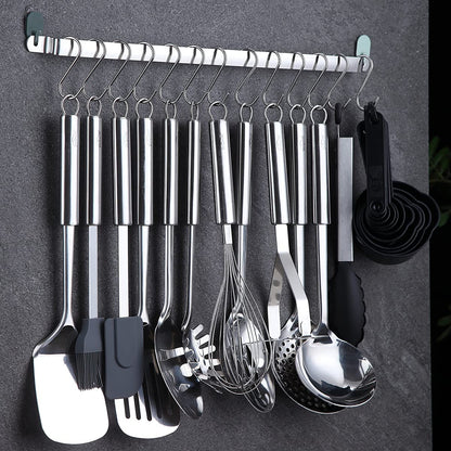 Kitchen Utensils Set 38 Pieces, Stainless Steel Cooking Utensils Set, Kitchen Gadgets Cookware, Kitchen Tool Set with Utensil Holder Rack and Hooks for Hanging Dishwasher Safe3