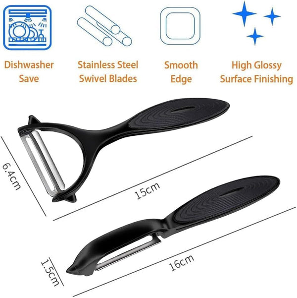Premium Vegetable Peeler Set – Ultra Sharp Stainless Steel Blades with Non-Slip Ergonomic Handles for Easy Potato, Fruit & Veggie Peeling (2PCS)2