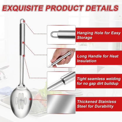 Stainless Steel Kitchen Cooking Utensils, 10 PCS Metal Spatula Set4