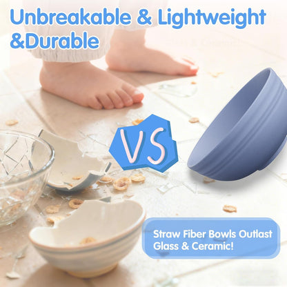 10 PCS Unbreakable Cereal Bowls,Dishwasher & Microwave Safe Wheat Straw Bowls, Easy-To-Clean Lightweight Desserts & Soup Bowl, Portable for Picnics ，Snack Plastic Bowls Set，Multi-Color2