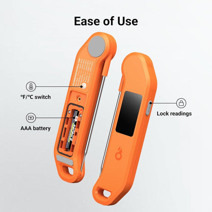 1 Sec Professional Digital Meat Thermometer, ±0.5℉ Accuracy | NIST&NSF Certified Food Thermometer, Auto-Rotate Bright LED Screen, Highly Waterproof for Grill BBQ, Orange9