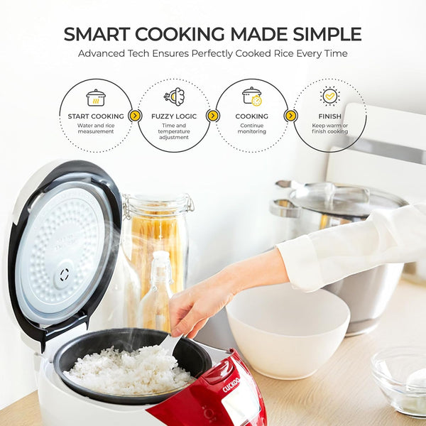 CUCKOO Micom Rice Cooker 6 Cup Uncooked / 12 Cup Cooked, Fuzzy Logic Rice Maker with Delay Timer & Keep Warm Setting, Versatile Food Steamer for Cooking, Non-Stick Inner Pot, Red (CR-0655F) | 6-Cup Uncooked Capacity, Nonstick Inner Pot, 8 Cooking Modes, Turbo White Rice in 32-44 Minutes, Auto Clean4