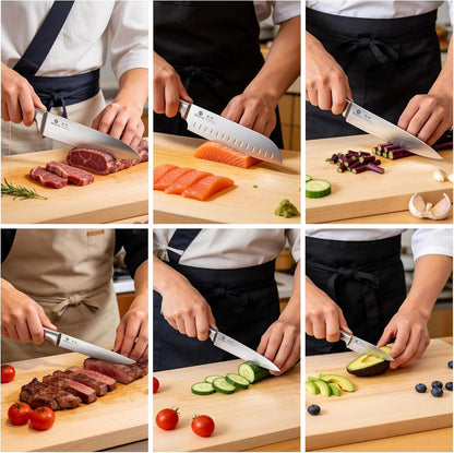 15-Piece Knife Block Set Built-In Sharpener, Japanese High Carbon Stainless Steel Kitchen Knife Set, Dishwasher Safe, Chef Knife Set with Wooden Knife Block, Santoku Knive for Kitchen Cooking | Japanese High Carbon Stainless Steel Kitchen Knife Set, Dishwasher Safe, Chef Knife Set with Wooden Knife Block4