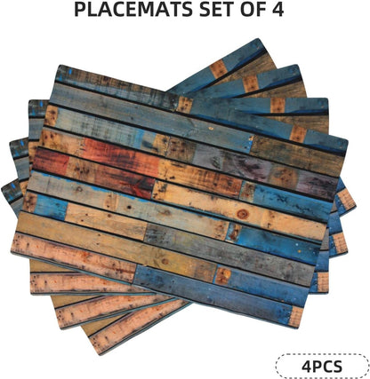 Blue Timber Rustic Wooden Vintage Placemats Set of 45
