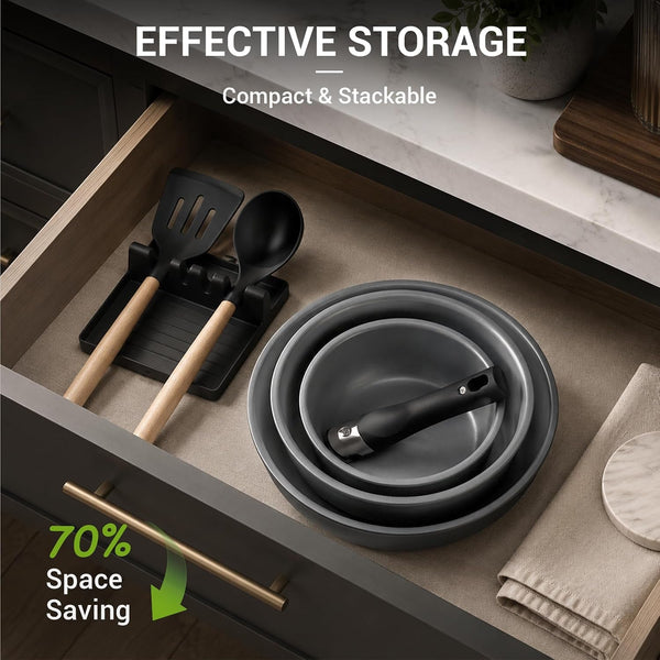 18-Piece Ceramic Pots and Pans Set Non Stick, Non Toxic Cookware Set with Removable Handles, Pot Sets for Cooking, Induction Ready, Dishwasher & Oven Safe, PFAS PFOA & PTFE Free (Black)4