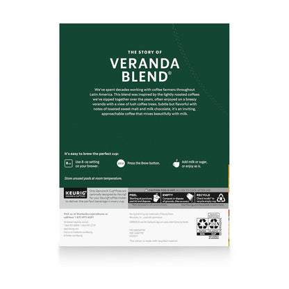 Starbucks K-Cup Coffee Pods, Starbucks Blonde Roast Hot or Iced Coffee, Veranda Blend, 60 Keurig Pods | 100% Arabica K-Cup Pods for Keurig Brewers; Veranda Blend Blonde Roast; 6 Boxes, 10 Pods Each (60 Total)8