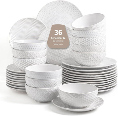 36-Piece Dinnerware Set for 12,Transform Your Table with Stylish Plates & Bowls,Ideal for Hosting, Entertaining & Special Occasions, Dishwasher Safe1