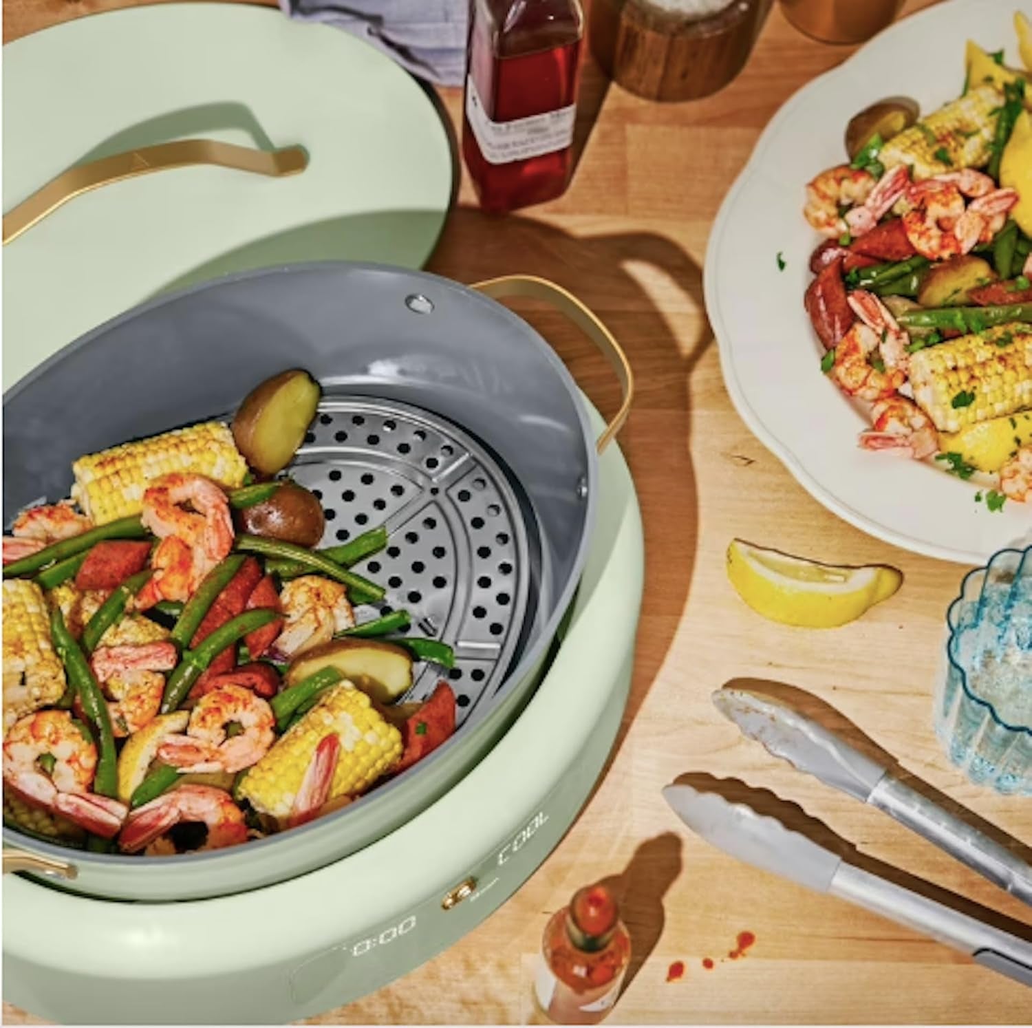 drew-barrymore-10-in-1-6qt-electric-multi-cooker-slow-cooker-rice-cooker-steamer-more-touch-control-oven-safe-dishwasher-safe-sage-green