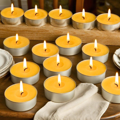 Beewax Tealight Candles 24 Pack, 4 Hour Clean Burn for Home Decor1