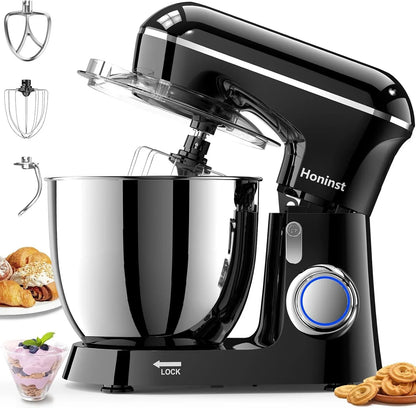 Stand Mixer, 6.5QT 10-Speed Tilt-Head 3-IN-1 Electric Food Mixer | Kitchen Mixer with Bowl, Dough Hook, Whisk and Beater, Household Mixer for Baking, Cake and Most Home Cooks, Dishwasher Safe1