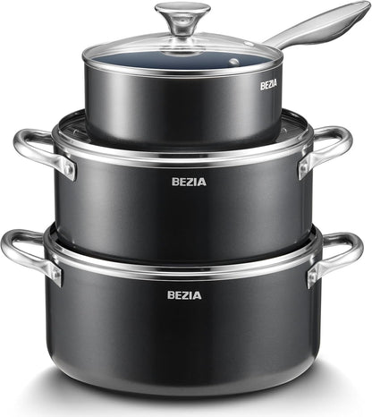 Nonstick Induction Cookware Set, 6-Piece Pots and Pans Set with Lids | 2QT Saucepan, 4.8QT Casserole Dutch Oven, 6QT Stock Pot, Riveted Stainless Steel Handles, Oven Safe, Works on All Stovetops9