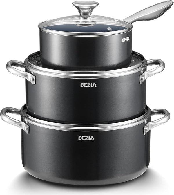 Nonstick Induction Cookware Set, 6-Piece Pots and Pans Set with Lids | 2QT Saucepan, 4.8QT Casserole Dutch Oven, 6QT Stock Pot, Riveted Stainless Steel Handles, Oven Safe, Works on All Stovetops9