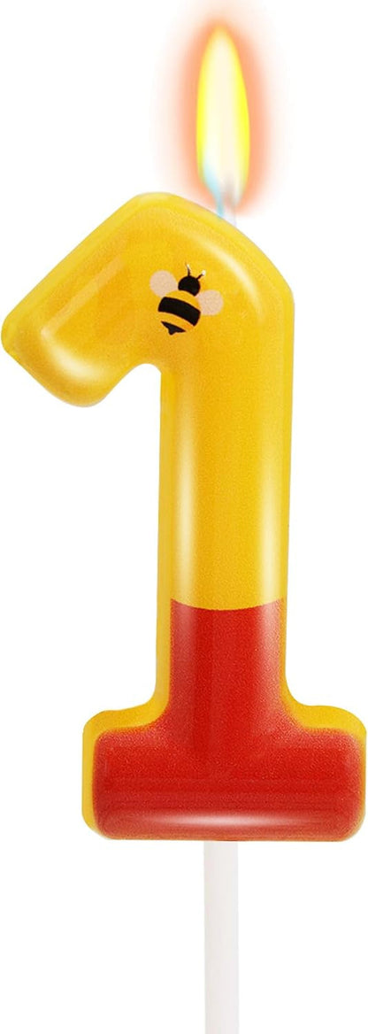 Yellow Bear Themed Number 1 Candle 1St Birthday Decorations for Boy/Girl1