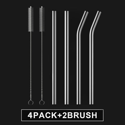 4-Pack Reusable Glass Straw, Size 8.5''X10 Mm,Including 2 Straight and 2 Bent with 2 Cleaning Brush- Perfect for Smoothies, Tea, Juice2