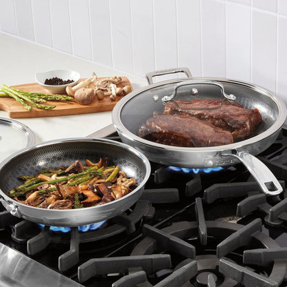 Hybrid Stainless Steel Cookware Set, Nonstick, 8" & 10” | Stainless Steel and Ceramic Frying Pan Set for Searing/Browning, Induction Compatible Cookware, Oven Safe to 500°F, FPS4-10122