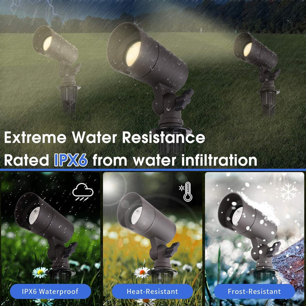 LED Landscape Lights with Connectors, 12V Low Voltage, Warm White 3000K, 4W, 175LM, Outdoor Waterproof Garden Pathway Lights Wall Tree Flag Spotlights with Spike Stand, 2 Pack3