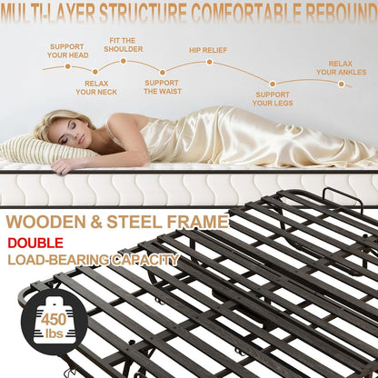 Full Size 79"X 59" Folding Bed with 5" Memory Foam Mattress, Wooden and Steel Frame, Extra Large Wide Rollaway Bed for Guest, Comfortable Sleep in a Large Space8