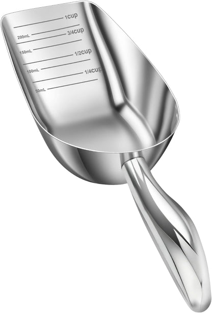 Stainless Steel Cat-Dog Food-Scoop Measuring 1-Cup, Pet Food Scoop with Measuring Lines for Dogs, Cats, and Kitchen Use, Dishwasher Safe1