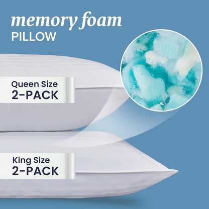 Beckham Hotel Collection King Size Memory Foam (Adjustable Fill) Bed Pillows Set of 2 - Cooling Shredded Foam Pillow for Back, Stomach or Side Sleepers4