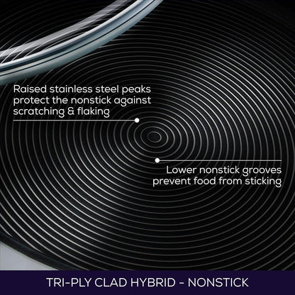 Clad Stainless Steel Wok/Stir Fry with Glass Lid and Hybrid Steelshield and Nonstick Technology, 14 Inch - Silver4