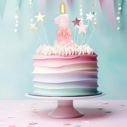 Pink Bow Number 1 Birthday Candle 1St Birthday Decorations Girl5