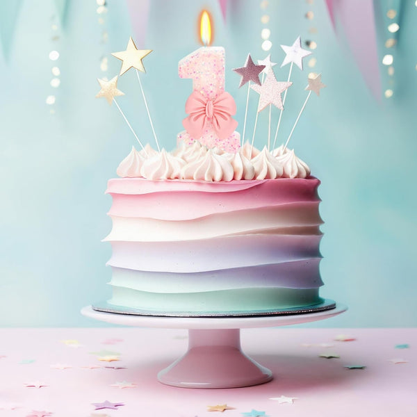 Pink Bow Number 1 Birthday Candle 1St Birthday Decorations Girl5