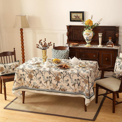 Designer Vintage Linen Tablecloth Rectangular,110"X63"-Murad A9