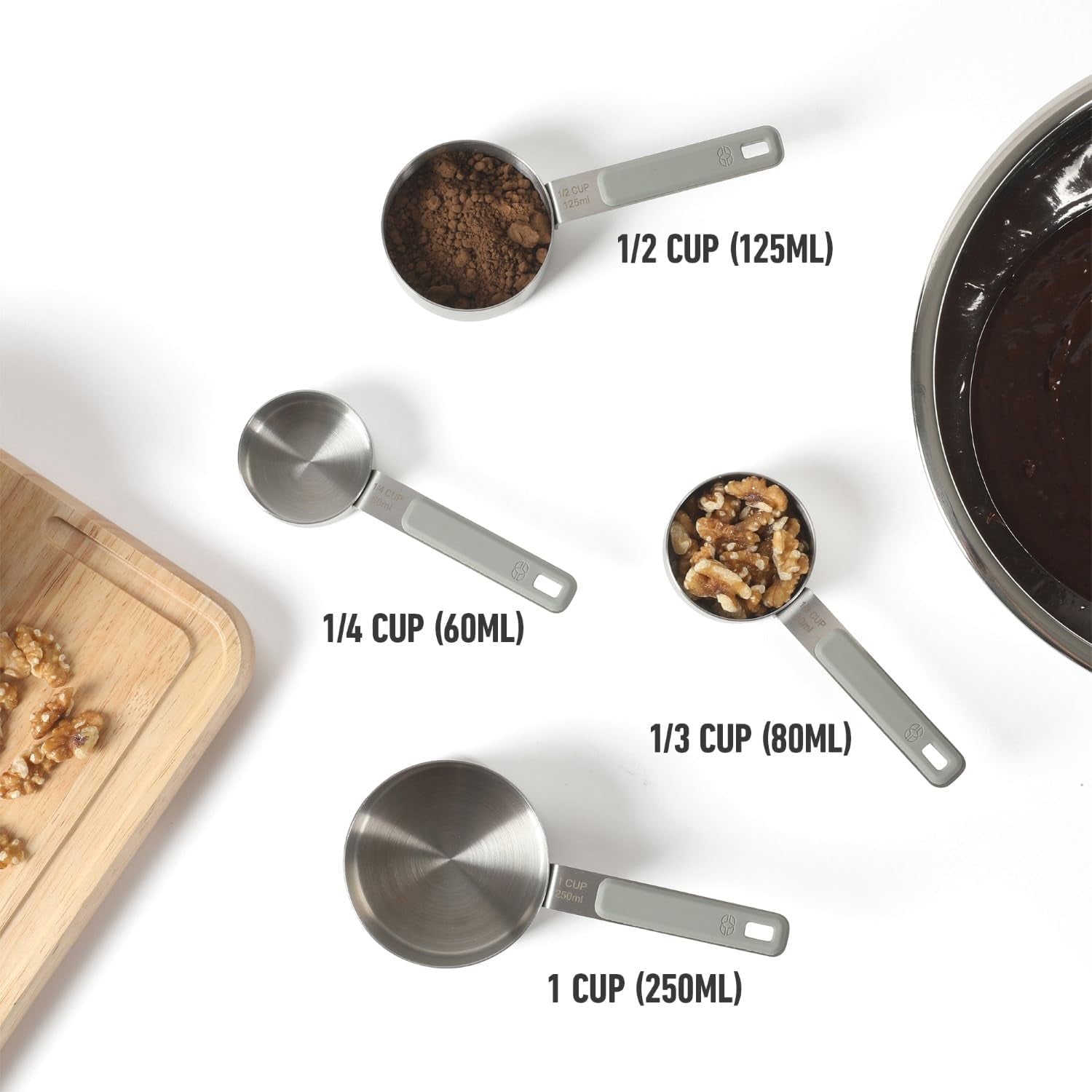 calphalon-prime-measuring-cups-4-piece-stainless-steel-measuring-cup-set-with-taupe-silicone-handles-accurate-kitchen-measuring-tools-for-dry-liquid-ingredients