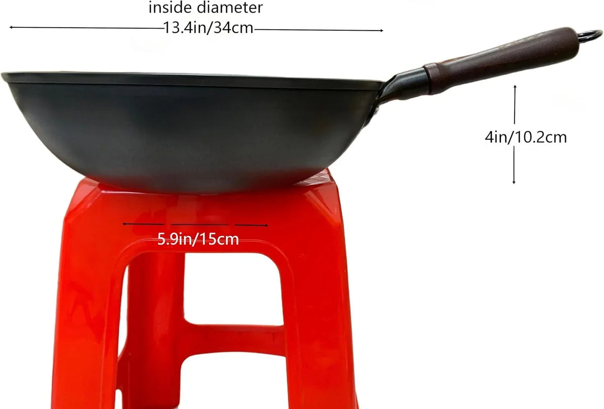 chinese-wok-with-lid-13-4-inch-flat-bottom-cast-iron-stir-fry-deep-fryer-uncoated-for-open-fire-pfas-pfoa-free-riveted-solid-wood-handle-for-about-3-5-people