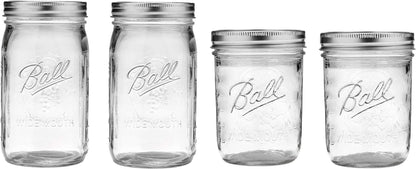 Mason Wide Mouth Jars with Lids and Bands, Set of 4, Two 32Oz + Two 16Oz Jars (Bundle Pack)1