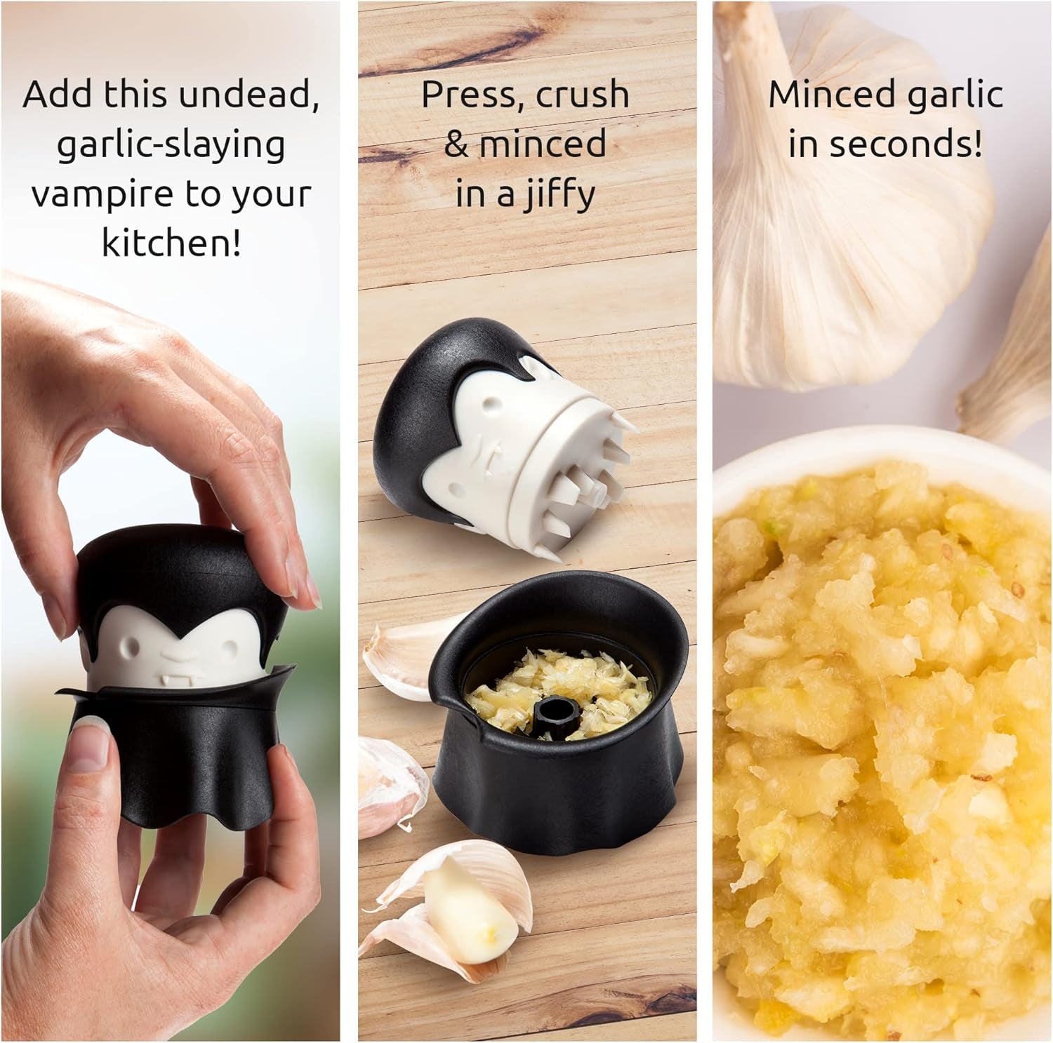 gracula-garlic-press-garlic-crusher-garlic-mincer-also-for-ginger-nuts-chili-herbs-twist-top-mincer-easy-squeeze-manual-press-peeler-goth-gifts