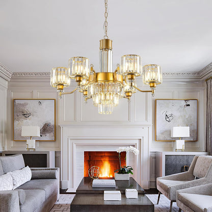 7-Light Modern Large Crystal Chandelier Gold Adjustable Hanging Pendant Light Vintage Farmhouse Ceiling Light Fixture for Living Room Dining Room Bedroom Foyer Entryway Staircase8