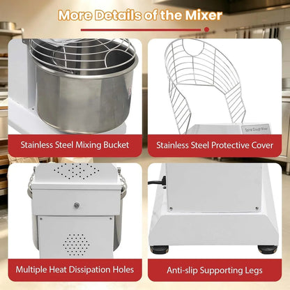 30QT Commercial Electric Dough Stand Mixer Kneading Machine 2200W | Industrial 110V Stainless Steel Dough Flour Mixing Machine, Bread Kneader Dual Speed,Intelligent Control, 26LB Dry Flour9