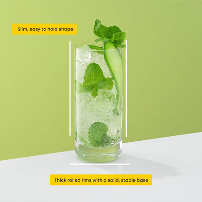 Faye 13Oz Highball Glasses, 6Pc Tall Glass Sets. Lead-Free Crystal Drinking Glasses. Water Glasses, Mojito Glass Cups, Tom Collins Bar Glassware, and Mixed Drink Cocktail Glass Set5